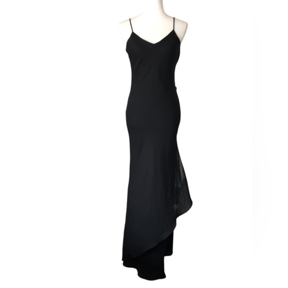 Niki By Niki Livas Semi-formal‎ Black Maxi Dress Size Small Side Slit  Lined
